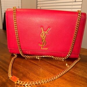Yves Saint Laurent Kate Medium Red Crossbody Bag with Gold Accents